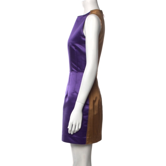 D&G (Dolce & Gabbana) satin sheath dress size 42 , purple and gold - Picture 2 of 6